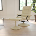 Cream Leathersoft Recliner/Ottoman Q88169