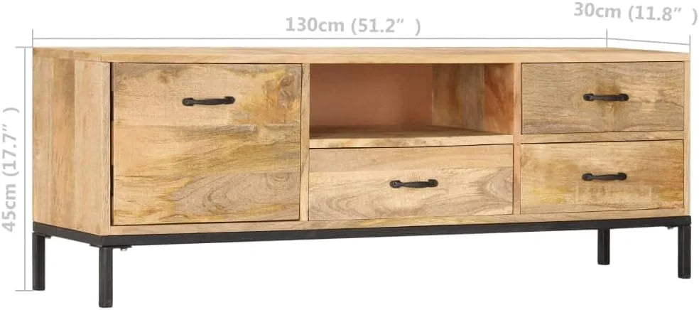 Solid Mango Wood TV Stand with Iron Tube Legs I2275