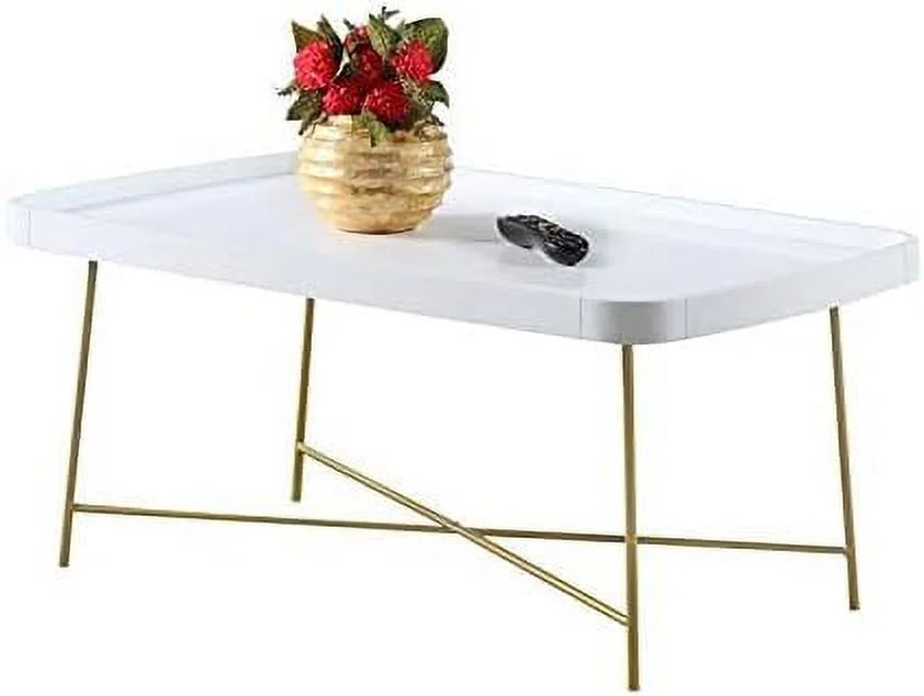 White Wood Coffee Table with X Legs O54954