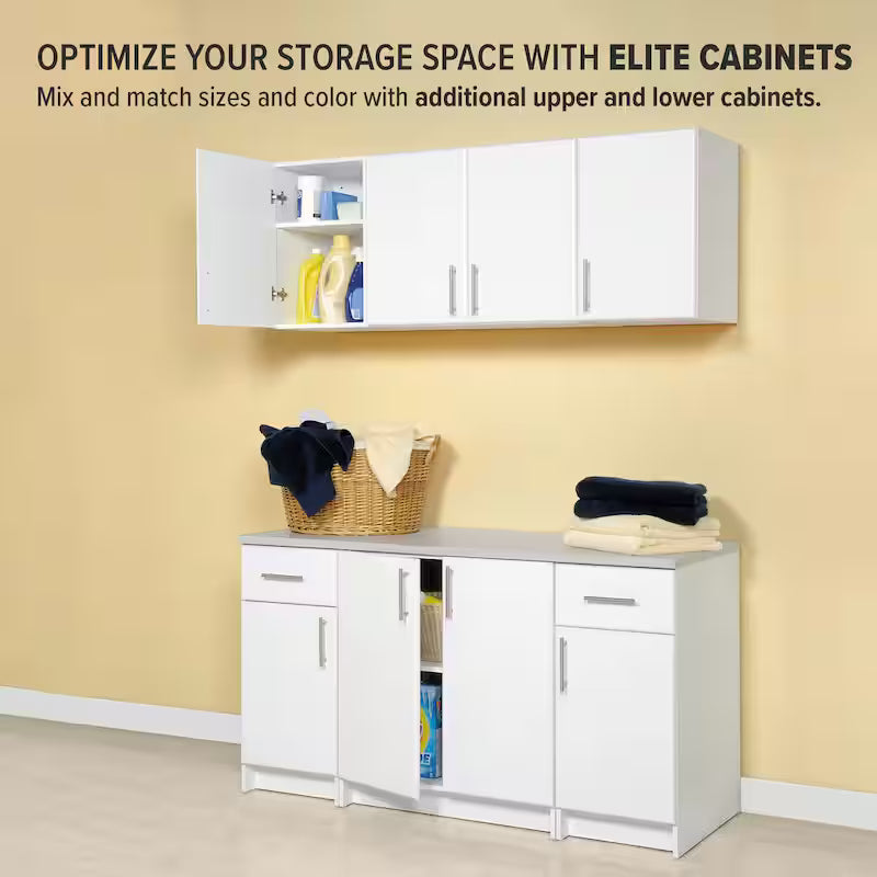 White Wood Freestanding Garage Cabinet R9534