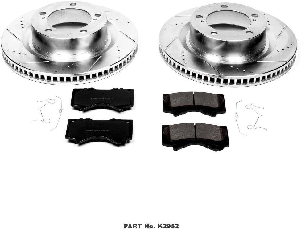 Front Z23 Carbon Fiber Brake Pads with Drilled & Slotted Brake Rotors Kit H2665
