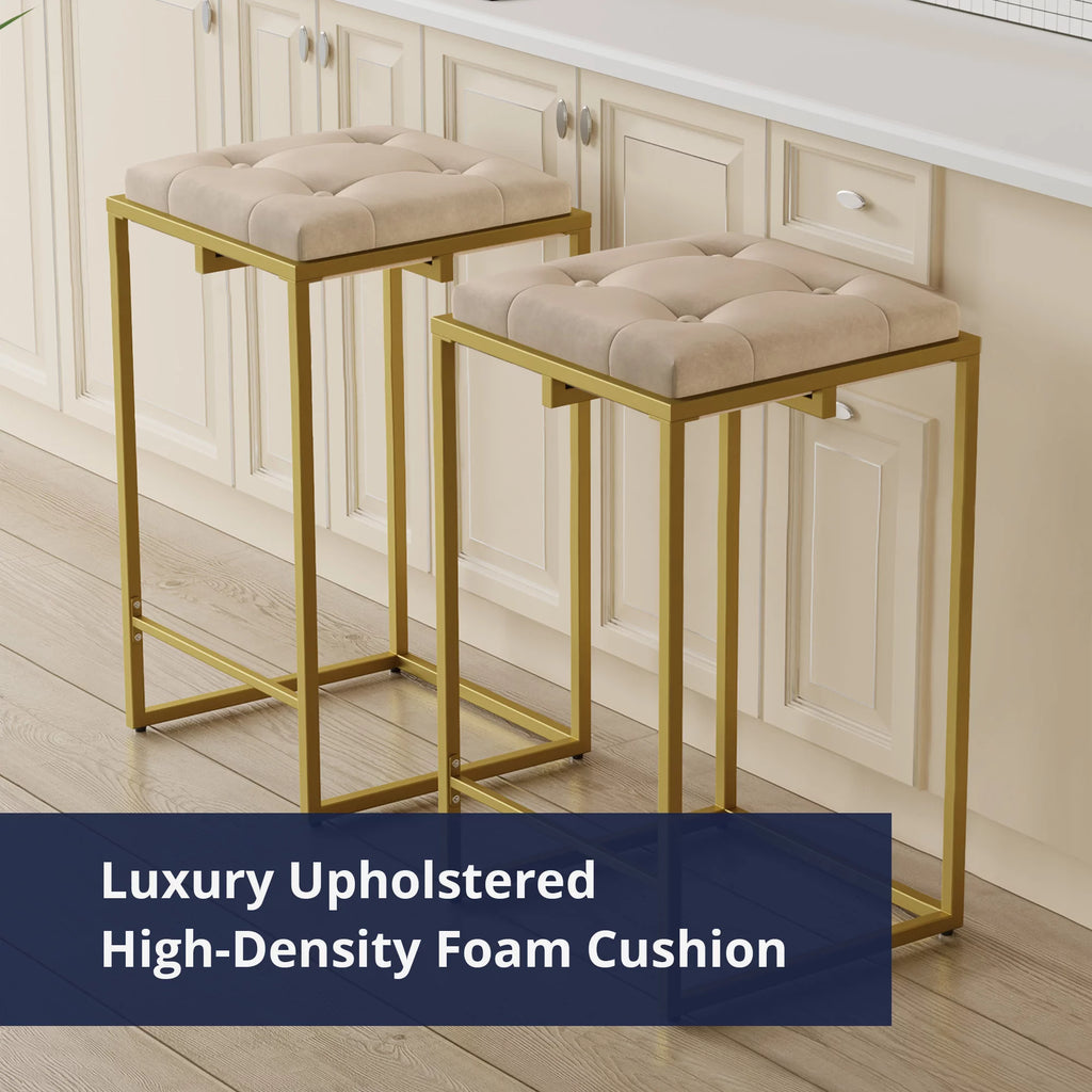 Velvet Tufted Bar Stool Set of 2 D1224
