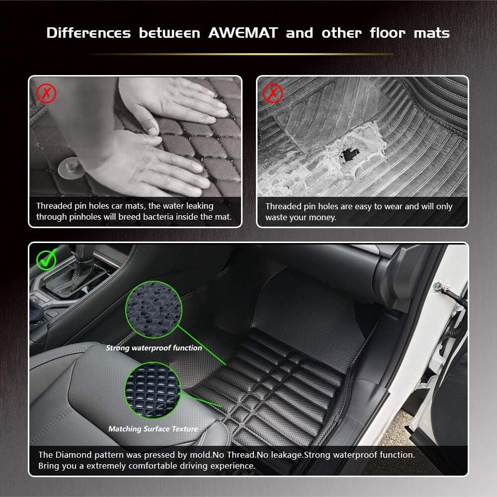 Black Waterproof Car Floor Mats for Toyota RAV4 2019-2022 K625