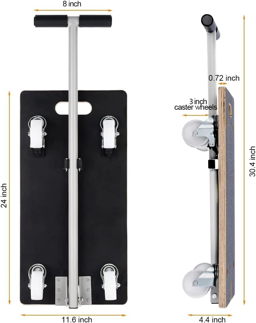 Collapsible Wood Platform Dolly with Handle, 441-lb Load Capacity I205