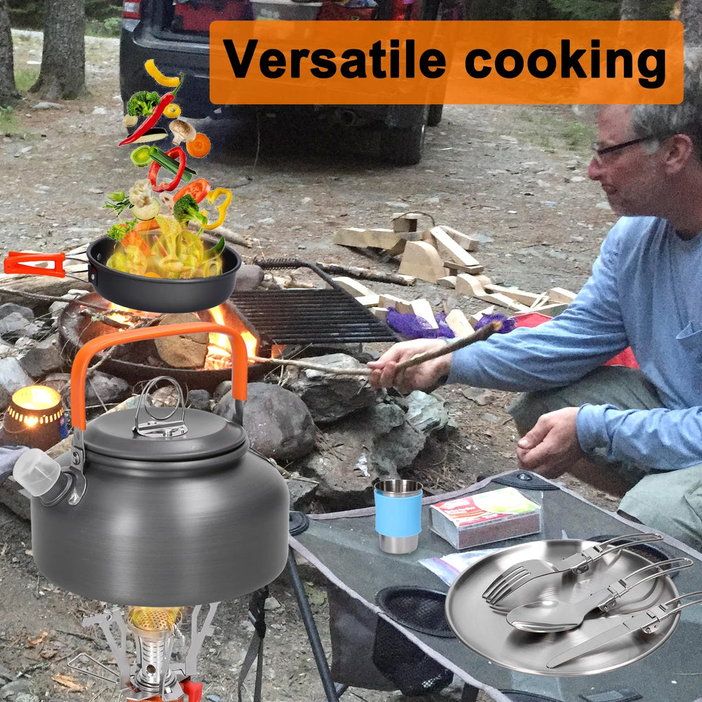Aluminum Alloy Camping Cookware Set with Pot Frying Pan Kettle Cups E37203