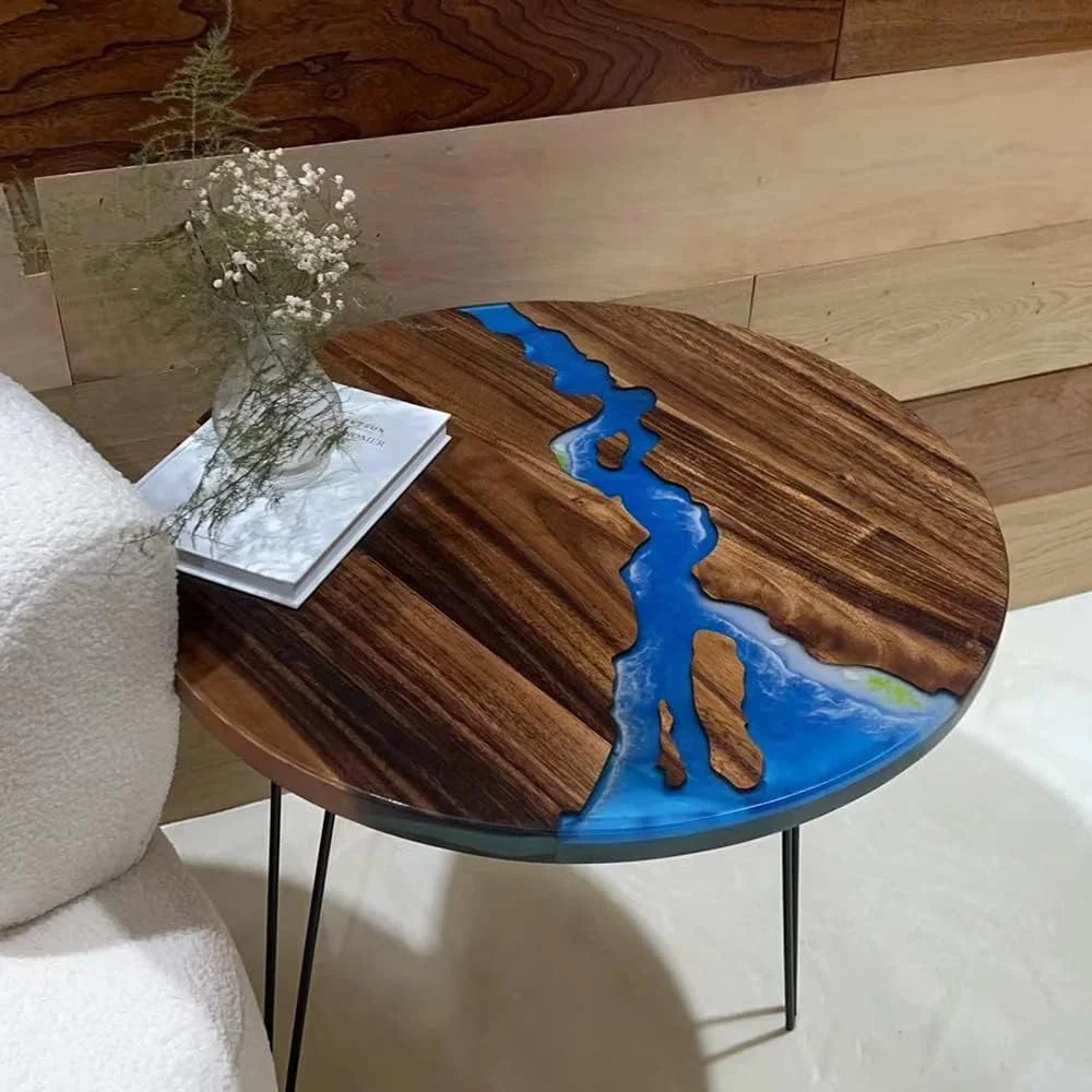 Round Teak Wood Resin Coffee Table N31138