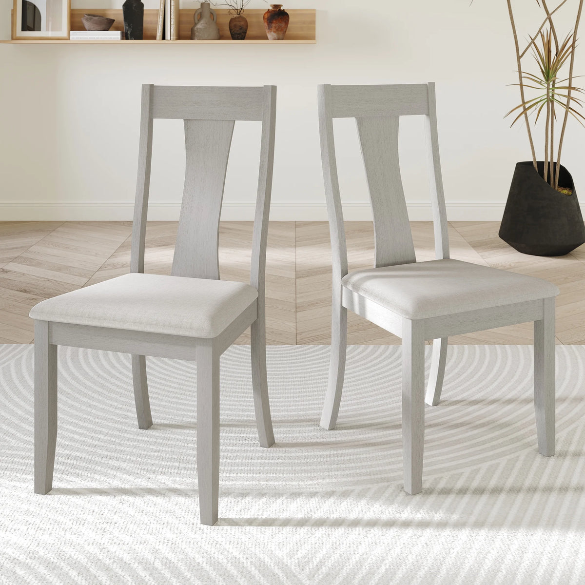 Minimalist Wooden Dining Chair Set of 2 White R2904