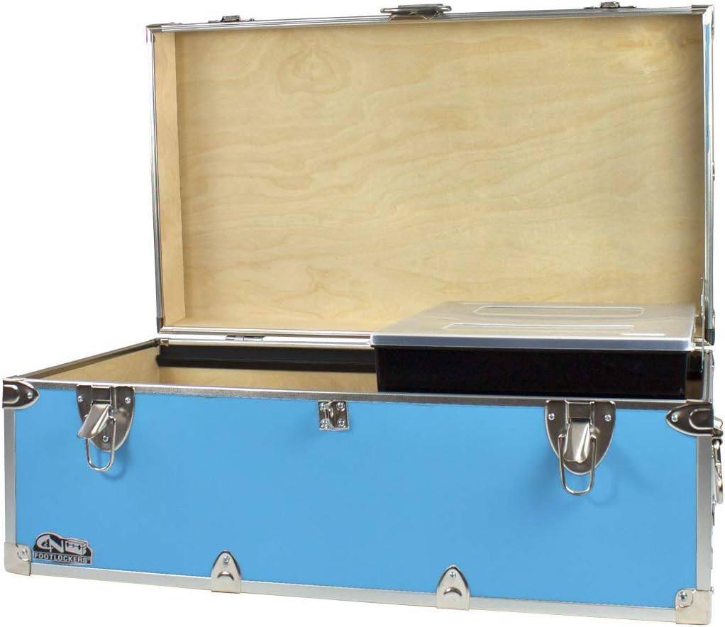 Gray Footlocker Storage Chest with Organizer Tray P1297