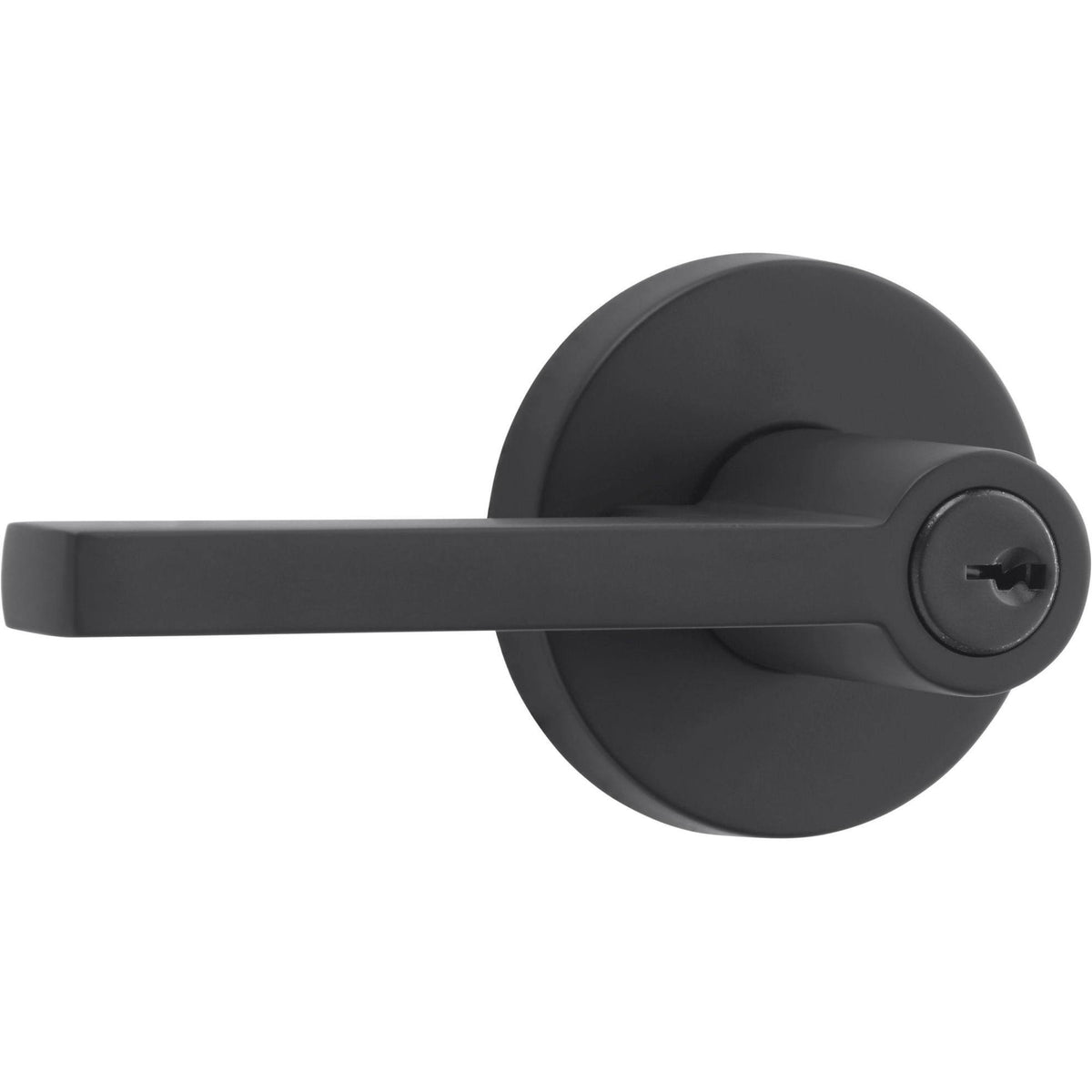 Satin Black Square Single Cylinder Keyed Entry Door Lever Set G66125