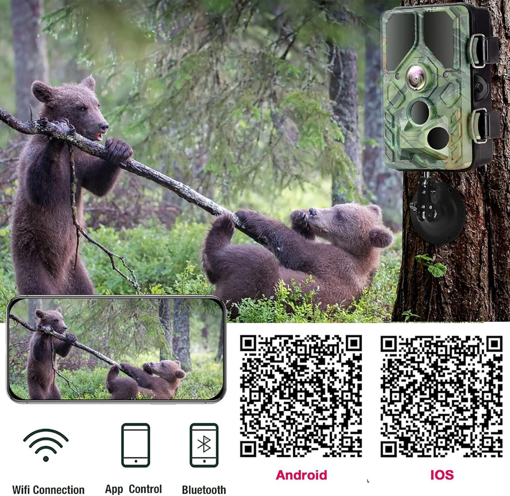 WiFi Trail Camera with Night Vision 65FT Motion Activated IP66 Waterproof Hunting Camera K458597