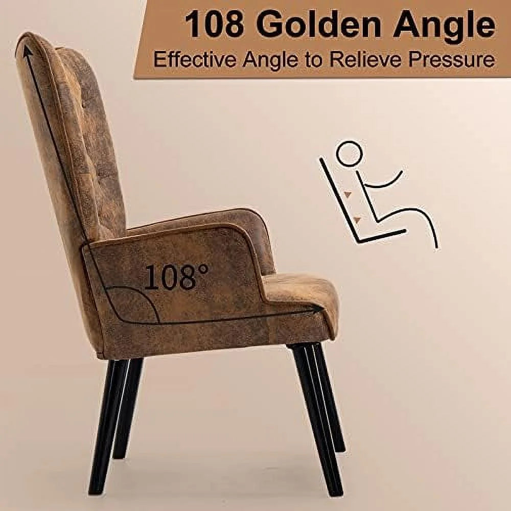Brown Upholstered WingBack Accent Chair with Arms C527