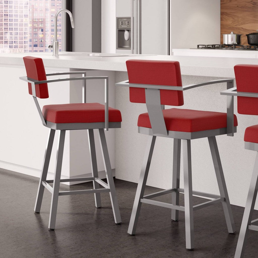 Red Swivel Counter Stool with Arms 26 in. G63968