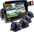 9 inch 1080P HD Digital Monitor Rear View Camera System with Wired HD DVR Recorder, 4 Channel Input, Quad Split Screen, 4X 1080P Heavy Duty Waterproof Backup Side View Camera N82104