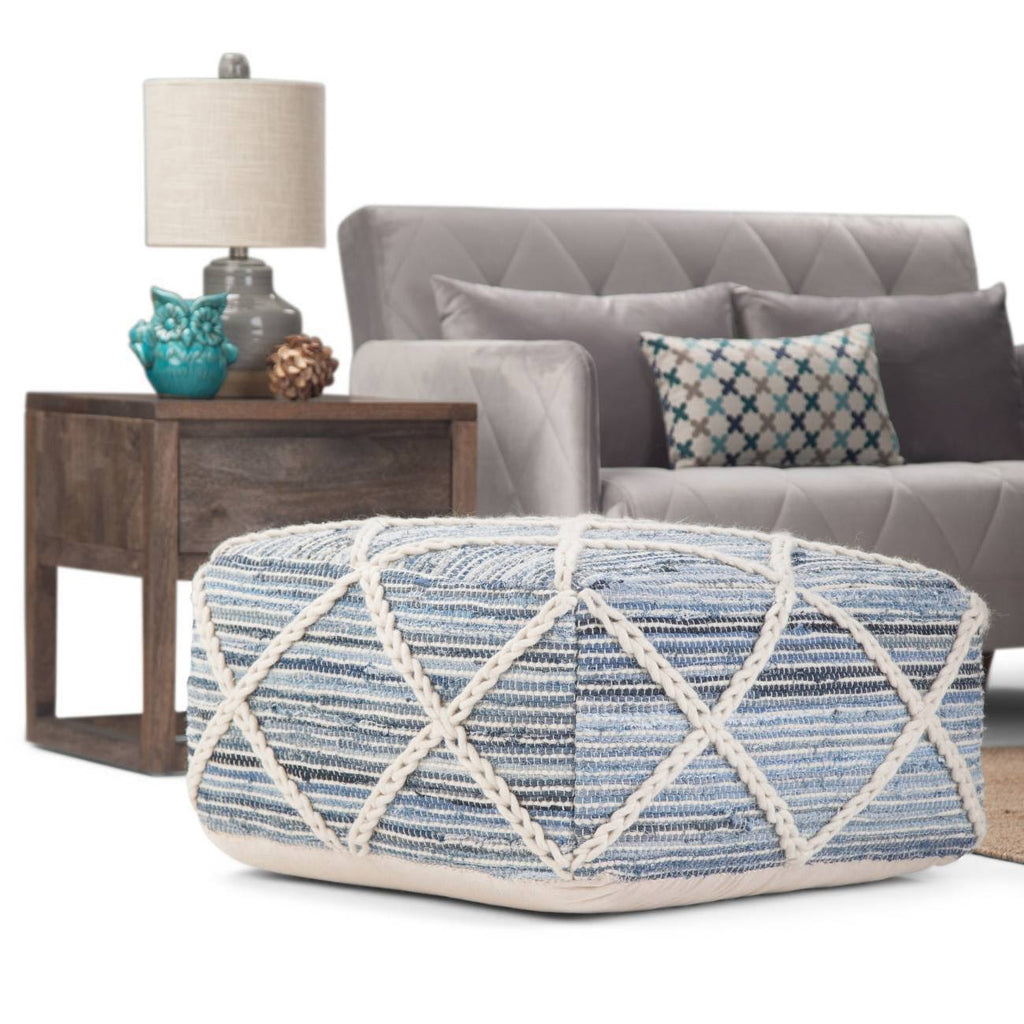 Natural/Blue Pouf N218
