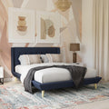 Queen Light Gray Linen Upholstered Bed A518