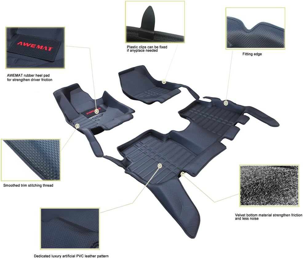 Black Waterproof Car Floor Mats for Toyota RAV4 2019-2022 K625