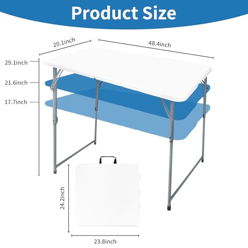 4ft Heavy Duty Portable Folding Plastic Table O781061