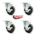 Black Phenolic Wheel Swivel Casters with Brakes, Set of 4 N857512