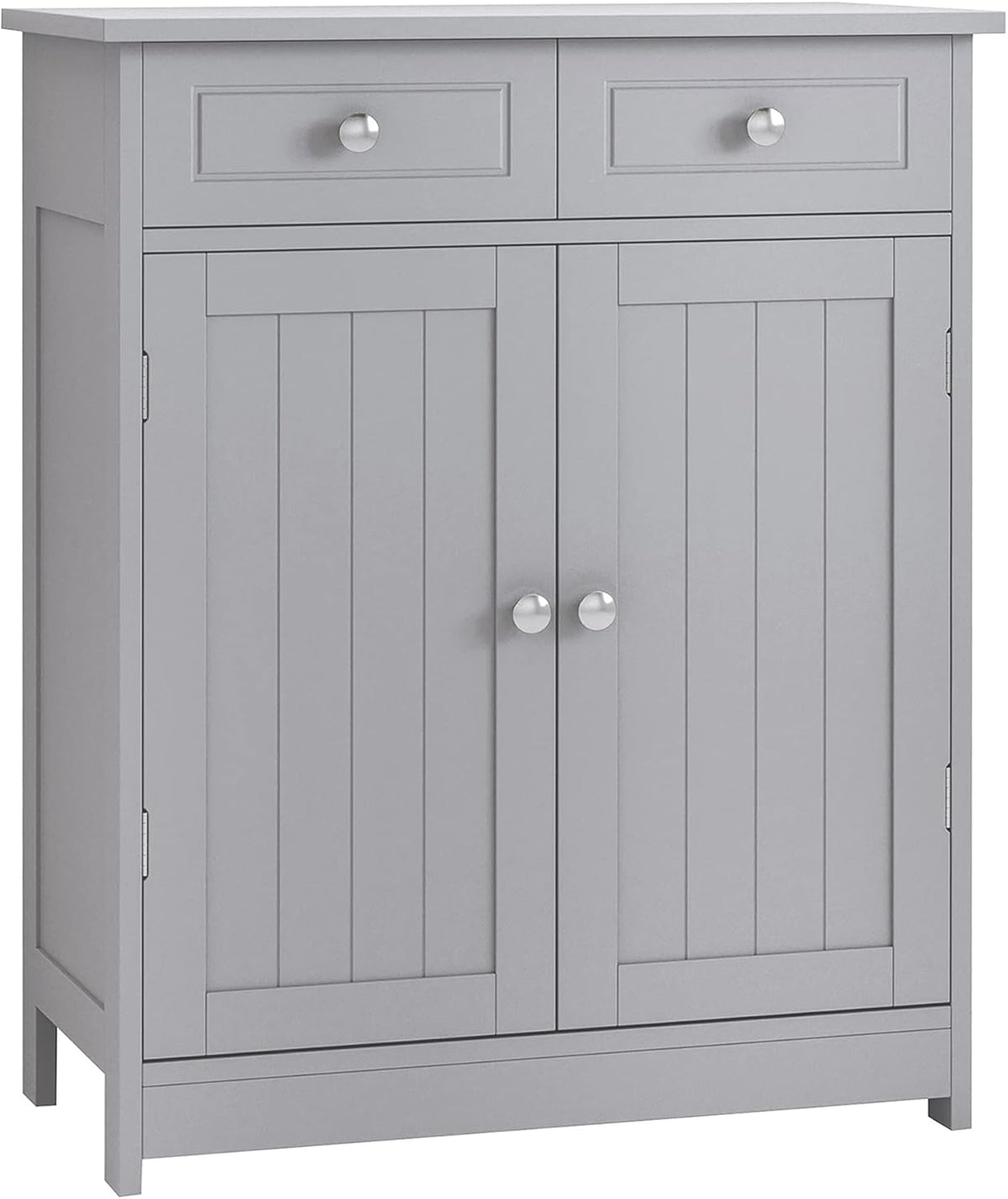Grey Freestanding Bathroom Storage Cabinet with 2 Door, 2 Drawers, Adjustable Shelf V4640