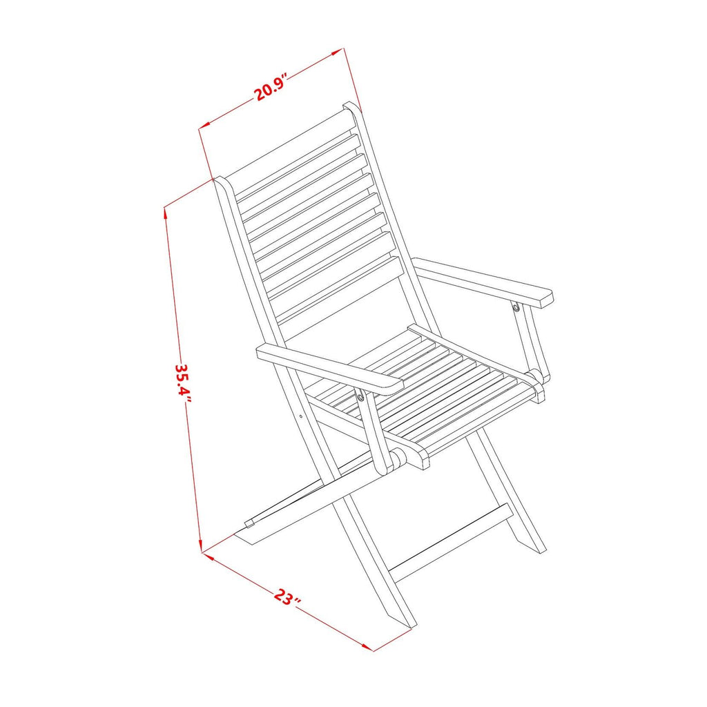 Set of Two Solid Acacia Wood Folding Chair with Arm Rest M6499