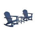 Navy Blue Plastic Rocking Adirondack Chair with Table K9360