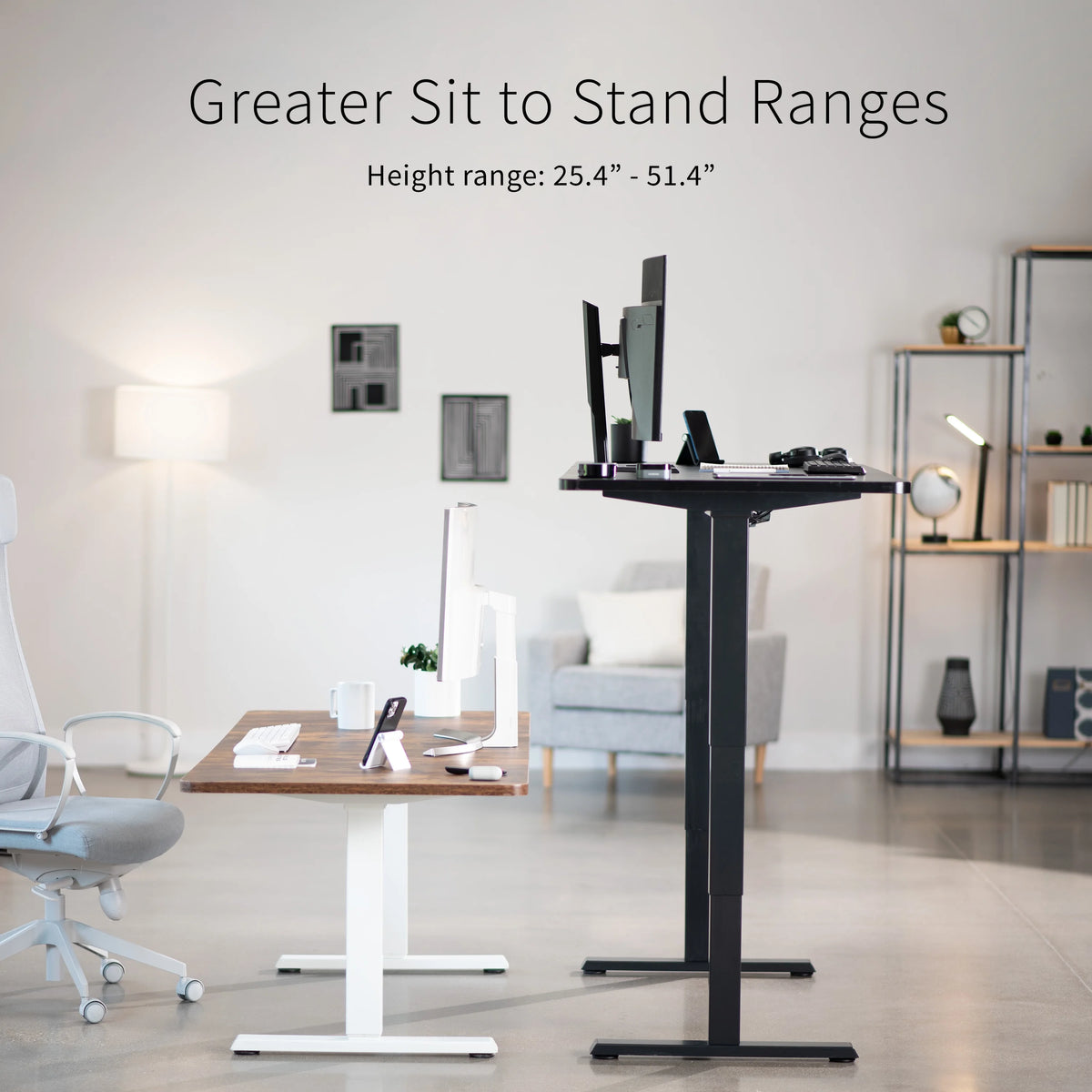 Electric 71”x36” Stand Up Desk, Rustic Vintage Brown Table Top, Black Frame H118919