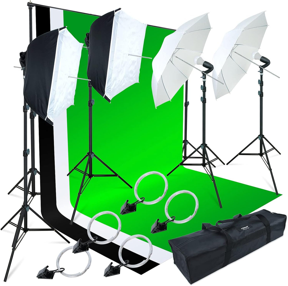 Photo Video Studio Light Kit with 3 Color Backdrops C387