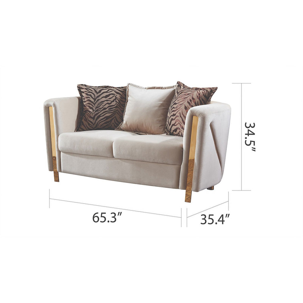Beige Velvet 2Pc Living Room Set L1575