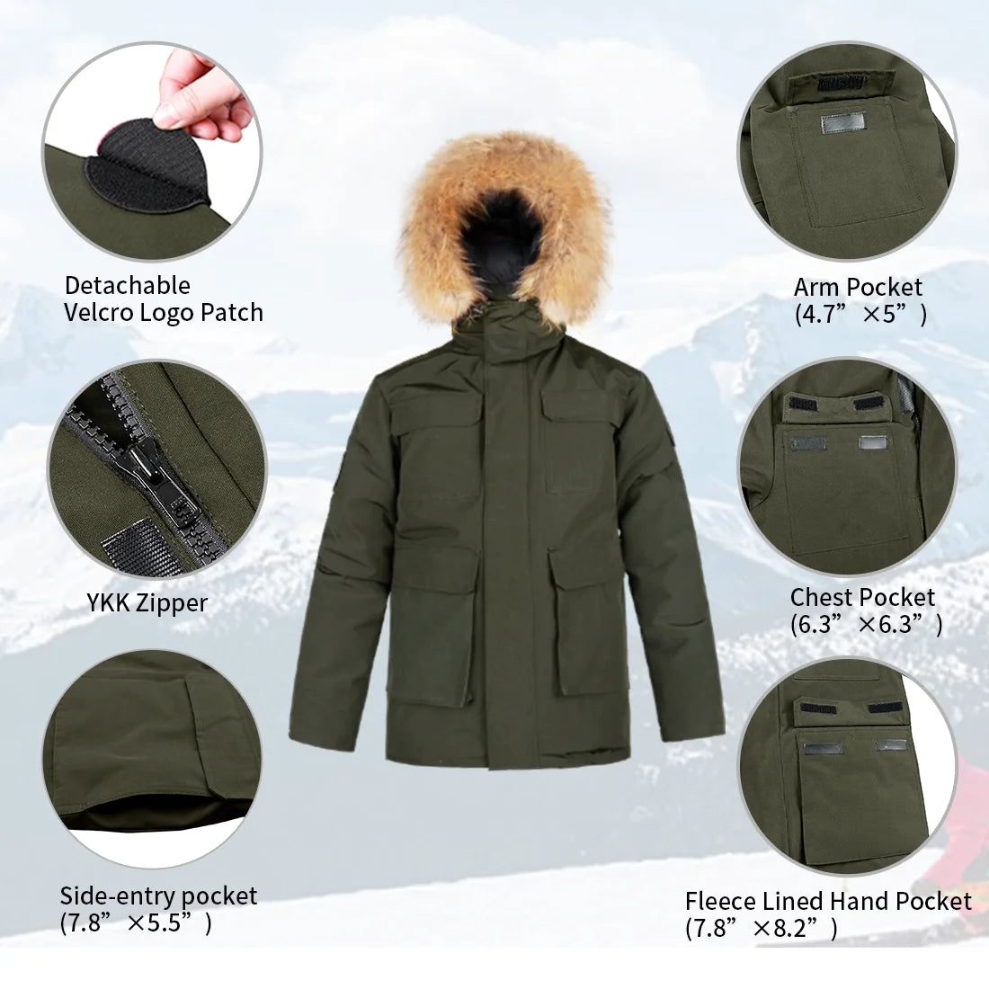Waterproof Heavy Winter Down Parka Jacket with Hood C169