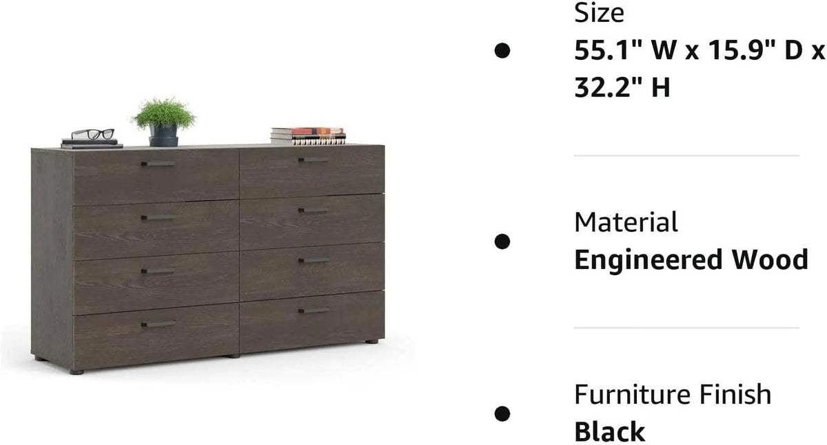 Mahogany 8 Drawer Double Dresser Y774