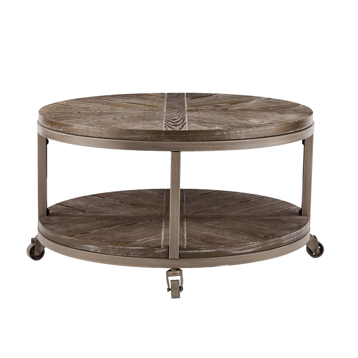 Round Industrial Mobile Coffee Table J34844