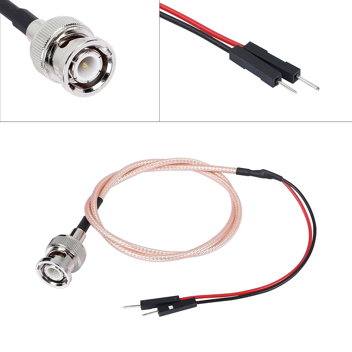 BNC Male to Dupont Wire Test Leads Cable Connector Adapter Extension Wire (Red+Black) 1 pcs E996143