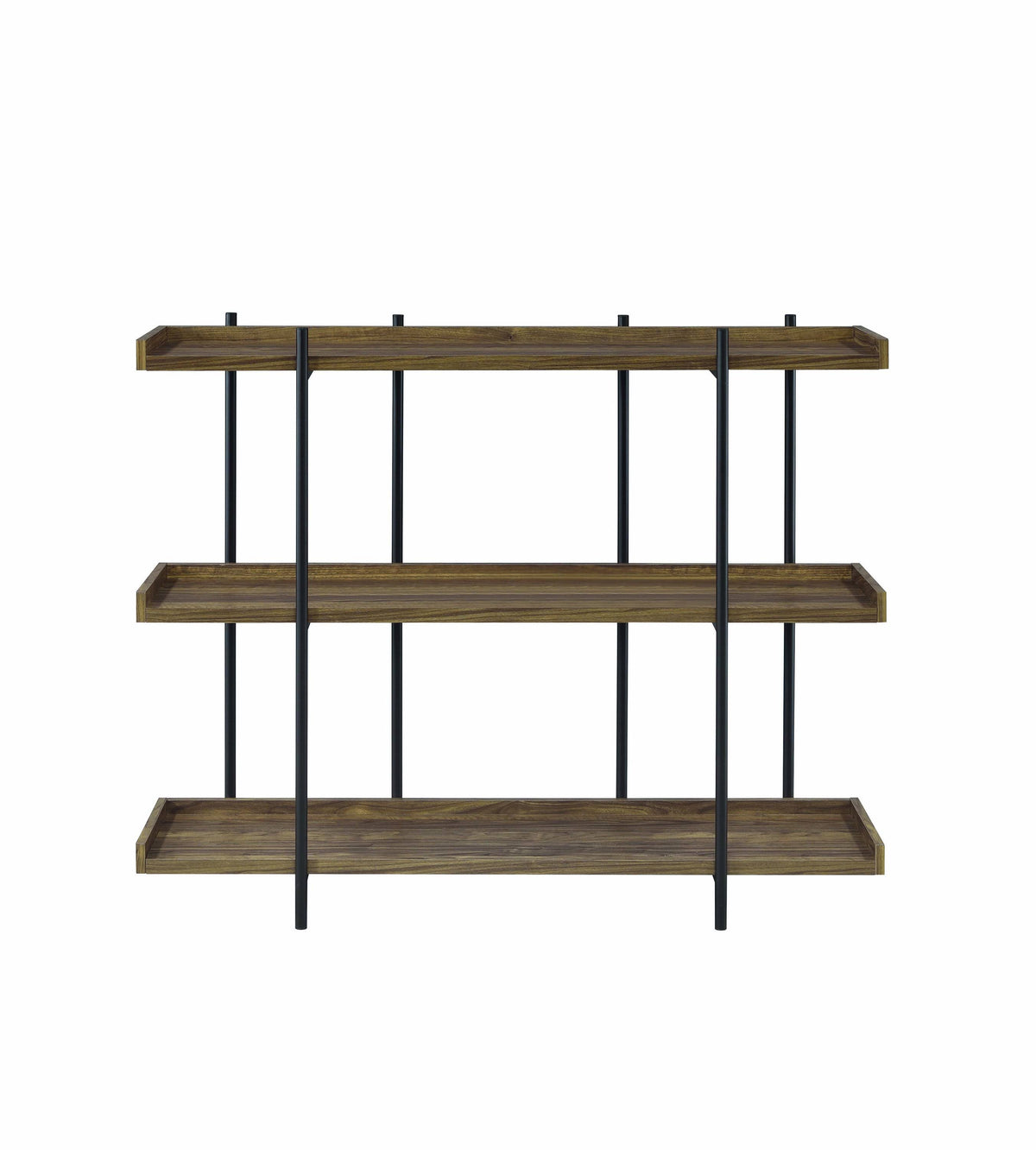 3 Tier Metal Framed Bookcase with Wooden Storage Shelves, Brown and Black H686582