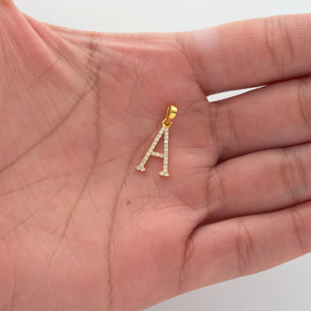 14K Yellow Gold Diamond Mini Letter Initial Pendant N257948