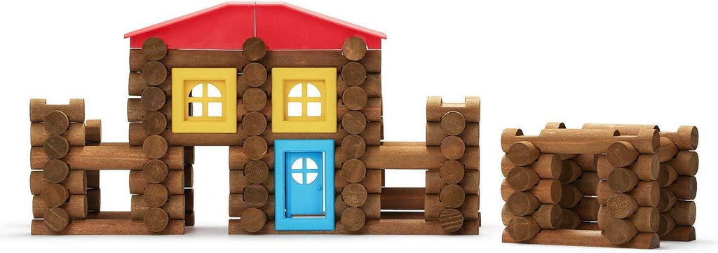 450 PCS Wooden Log Cabin Building House Toy with Colorful Wood Logs Blocks P75516
