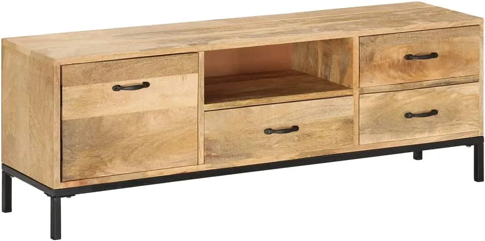 Solid Mango Wood TV Stand with Iron Tube Legs I2275