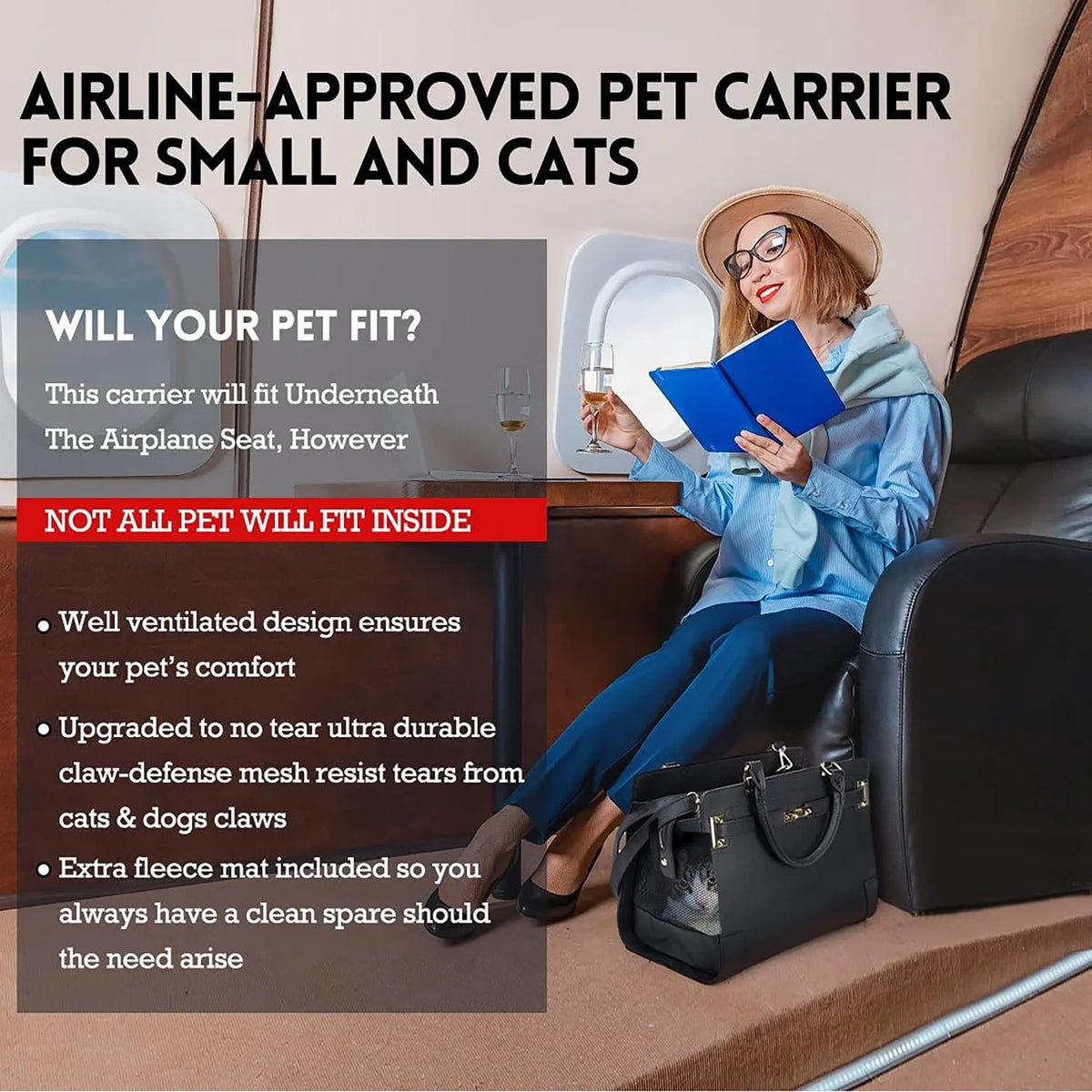 Black Soft-Sided Leather Pet Carrier H89210