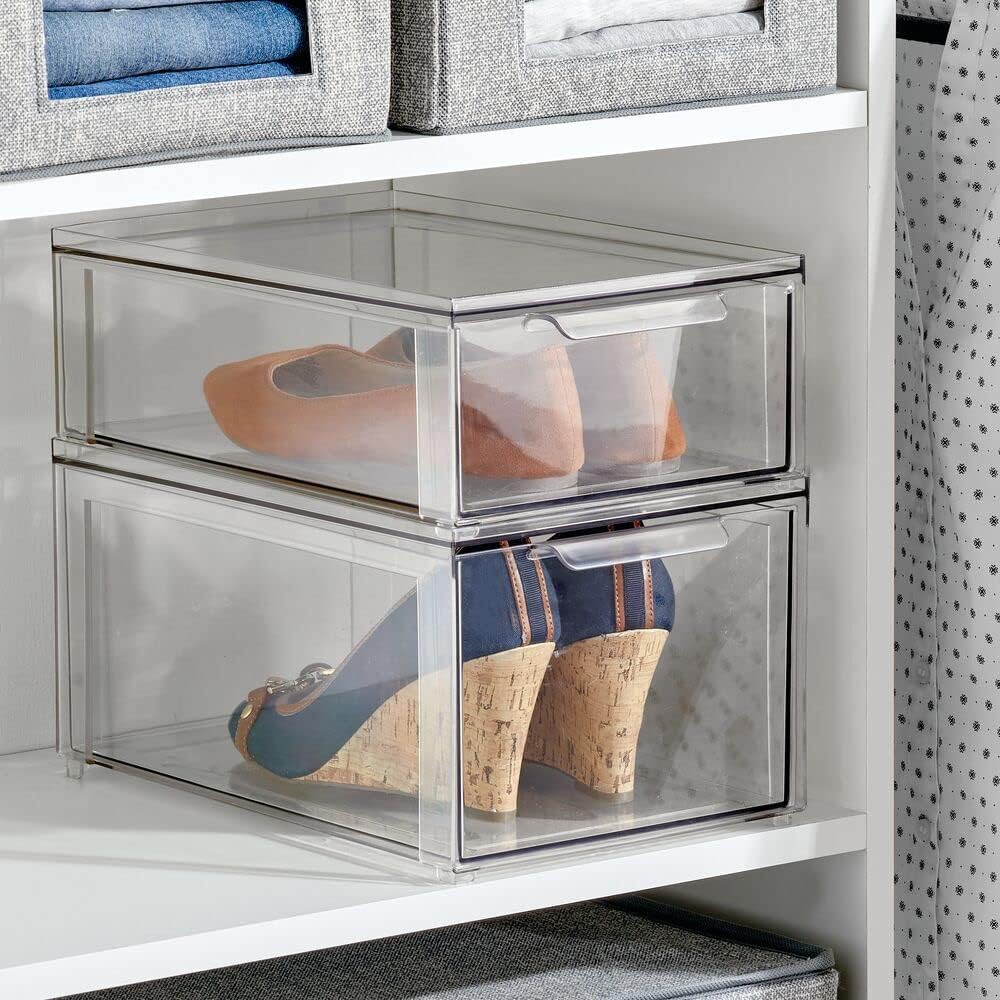 Clear Plastic 4 Pack Stackable Storage Drawer F62713