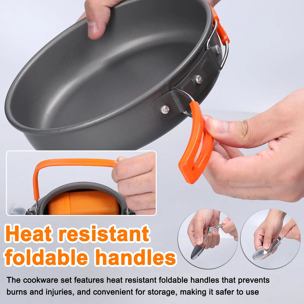 Aluminum Alloy Camping Cookware Set with Pot Frying Pan Kettle Cups E37203