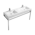 60 in. Double Sink Stainless Steel Console with White Acrylic Sink S768803