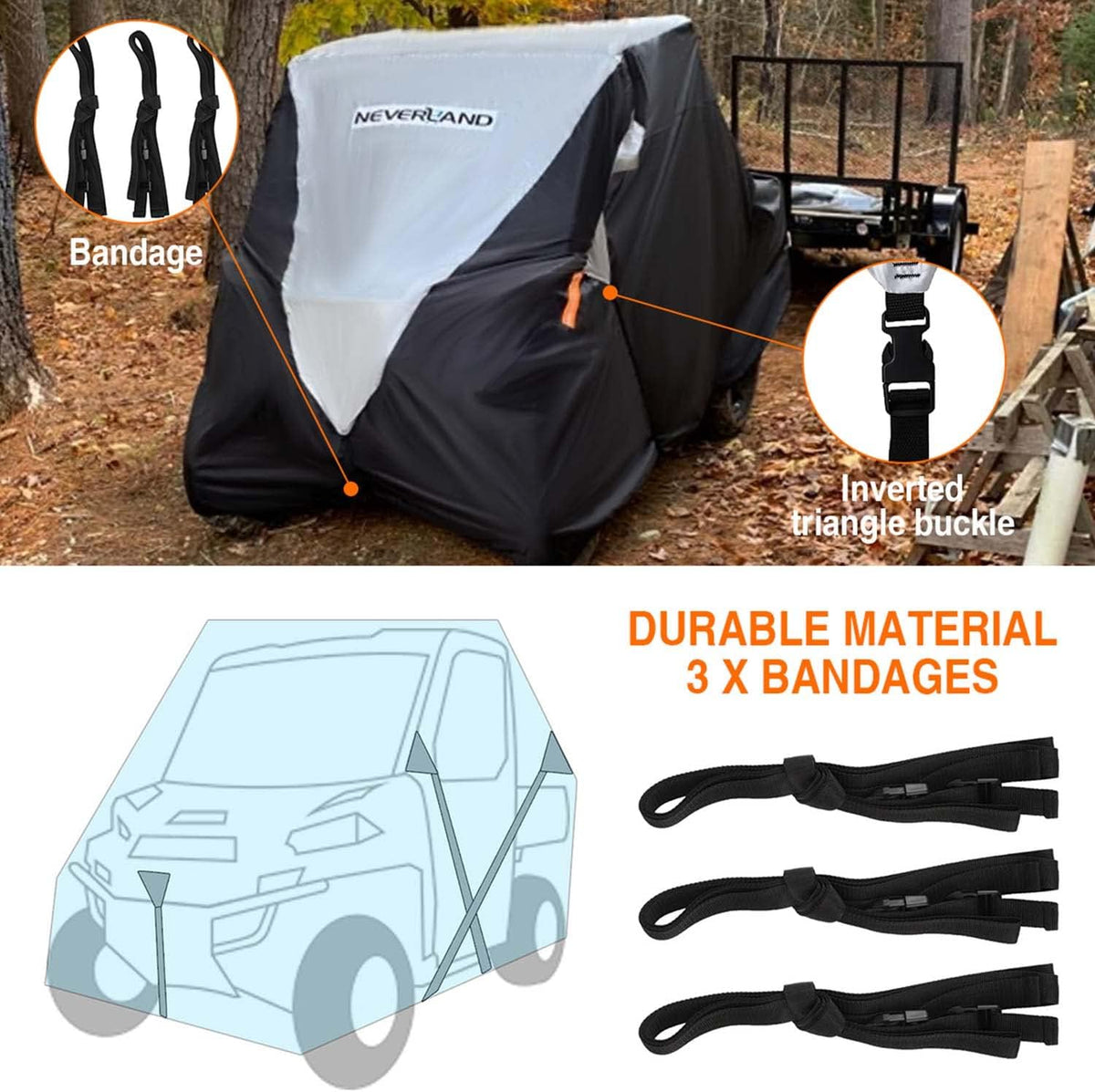 UTV Cover Waterproof Heavy Duty 2 Seater with Straps P440317