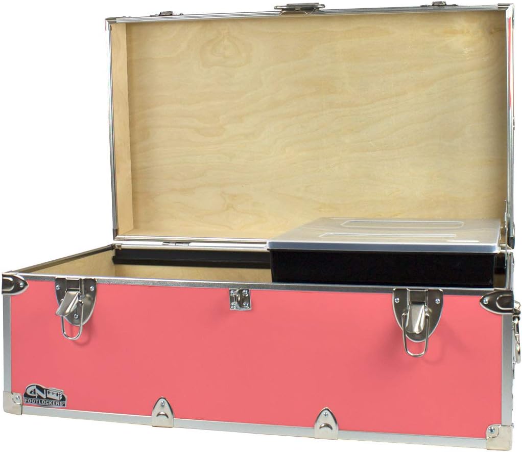 Gray Footlocker Storage Chest with Organizer Tray P1297