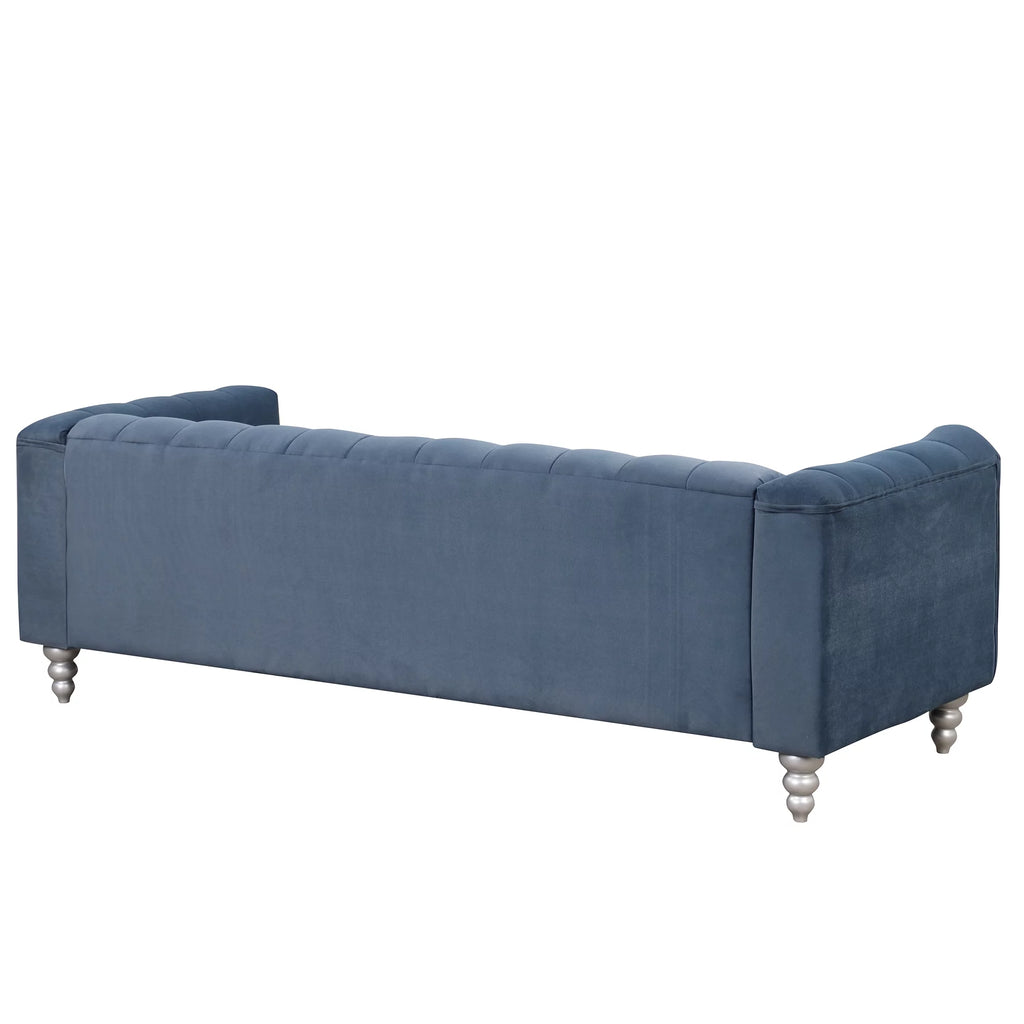 90" Blue Tufted 3 Seater Sofa E962374