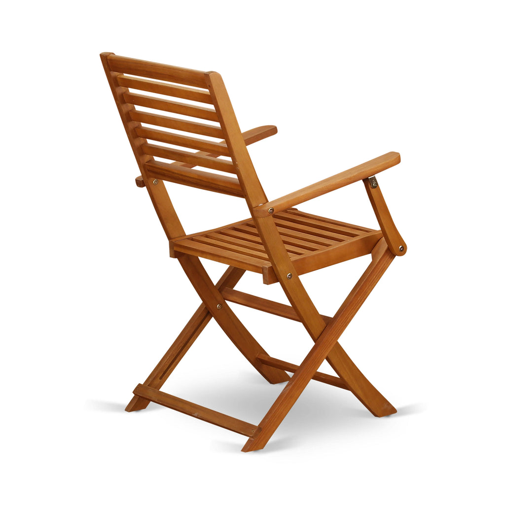 Set of Two Solid Acacia Wood Folding Chair with Arm Rest M6499