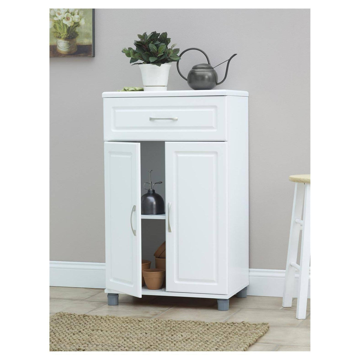 White 1 Drawer 2 Door Base Storage Cabinet M625239