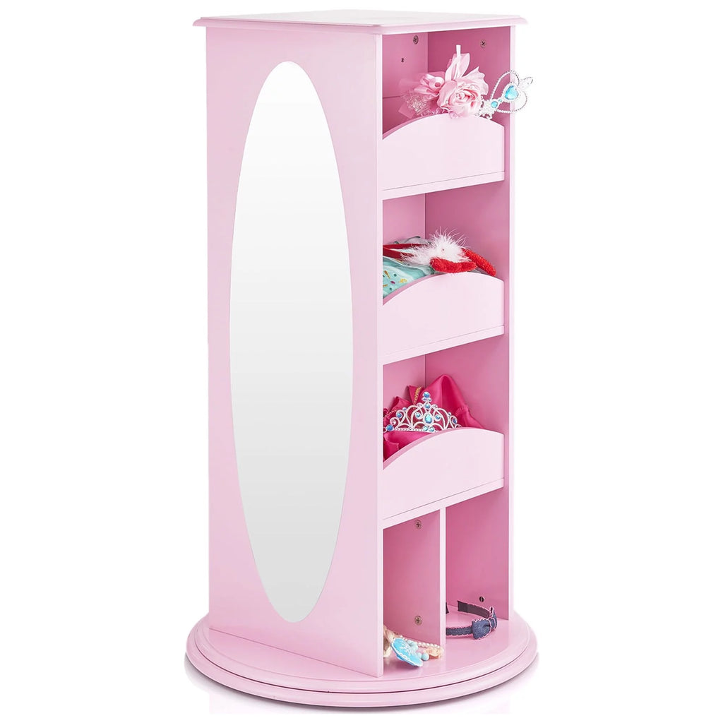 Pink Rotating Dress-Up Storage Armoire with 2 Mirrors S85504