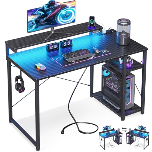 40 Inch Pink Gaming Desk with Shelves W363