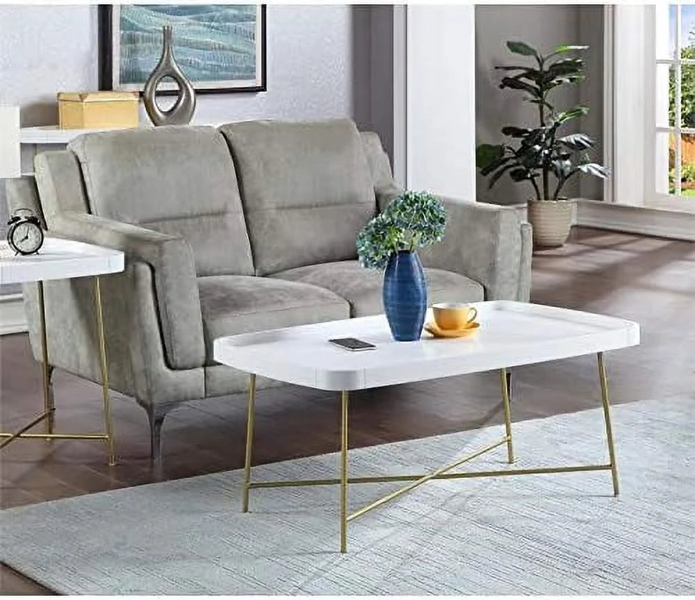 White Wood Coffee Table with X Legs O54954