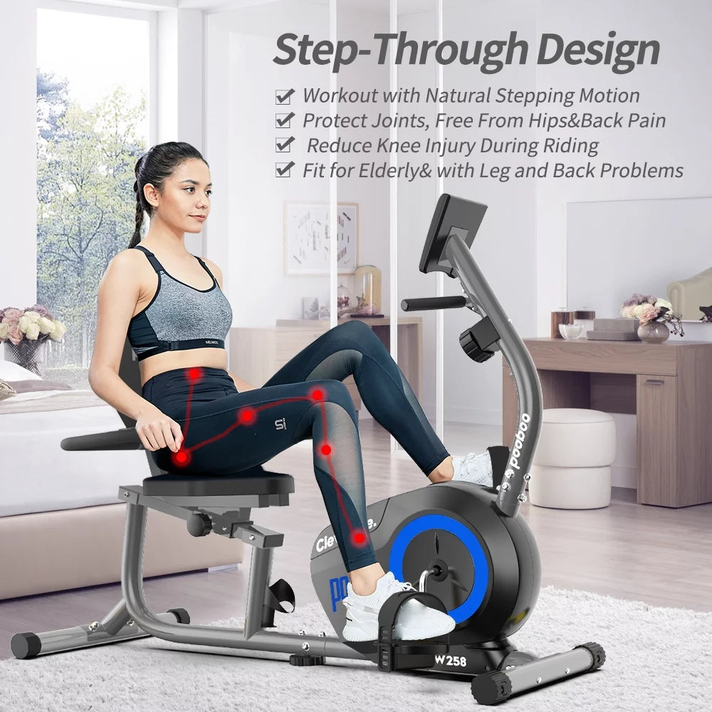 Magnetic Recumbent Exercise Bike 330lbs Blue N403952