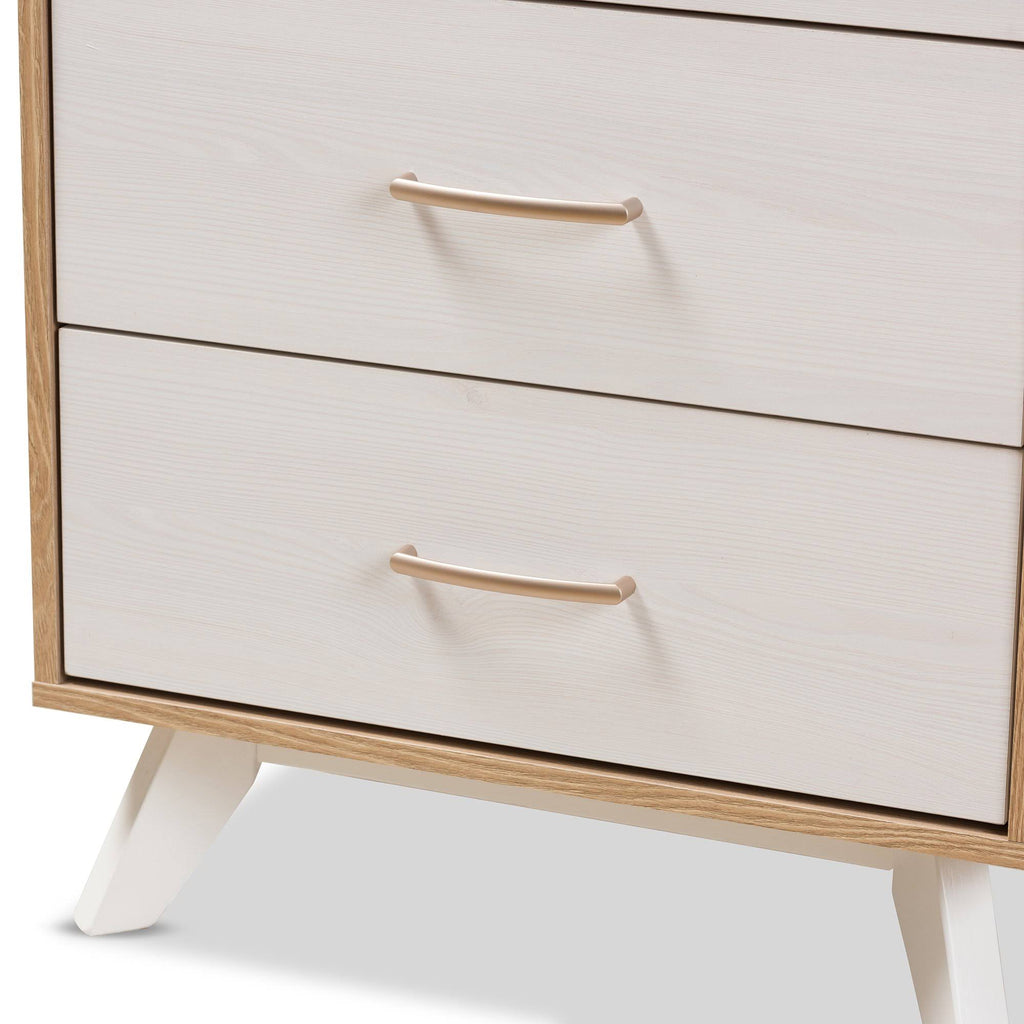 Natural Oak and Whitewashed Wood 4-Drawer Chest D23313